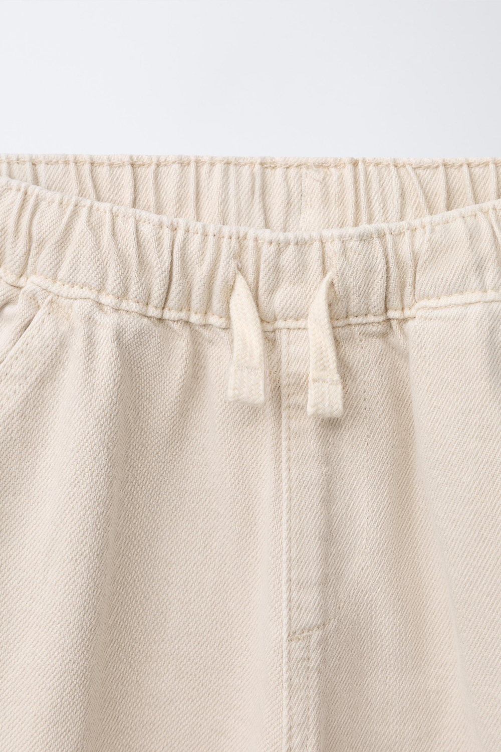 ZARA БРЮКИ BAGGY ИЗ САРЖИ, СВЕТЛО-БЕЖЕВЫЙ