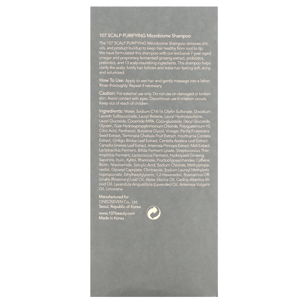 107 Beauty, Шампунь для очищения кожи головы от микробиома, 500 мл (16,9 жидк. Унции)