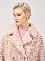 Шуба из шерсти мериноса чебурашка, розово-бежевая, SilverFox (арт. S1160rm05bz)