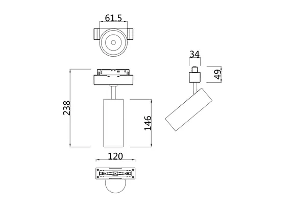 Трековый светильник Фокус / Focus LED  S35   4000K  18Вт Technical tr019-2-15w4k-mg