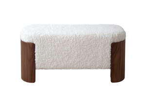 Банкетка Lagom 100 см (белый мех, орех)