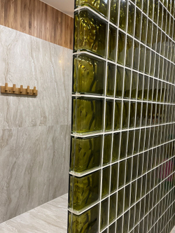 Стеклоблок половинка бронза окрашенный изнутри  Vitrablok  19х9х8см.