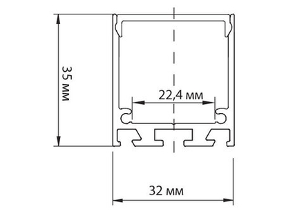 Donel,Накладной/подвесной алюминиевый профиль, 32х35х2000. Цвет: Черный матовый, RAL9005,серия:DN8AL