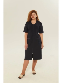 Халат трикотажный с гипюром домашний на молнии