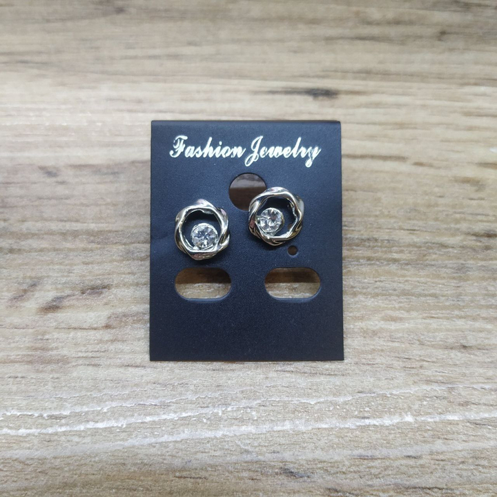 Серьги Small Круг витой с кристаллом металл серебристый 1 шт