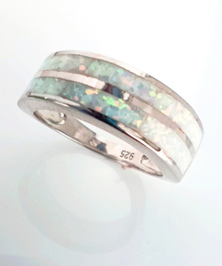 Кольцо "Эстерелла", с синтетическим опалом, родированное, серебро 925 пробы/Ф