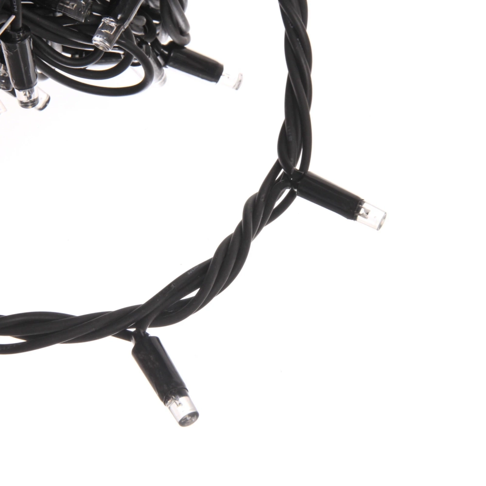 Гирлянда для улицы 16м 180 ламп LED чёрный провод, 8 реж. IP-65, Теплый белый (возможность соединения)