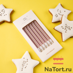 Набор свечей для торта «Happy Birthday, 6 в 1», розовый металлик