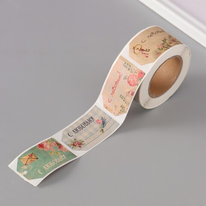 Набор наклеек "Бирки. Цветы. Винтаж" (рулон) 200 шт