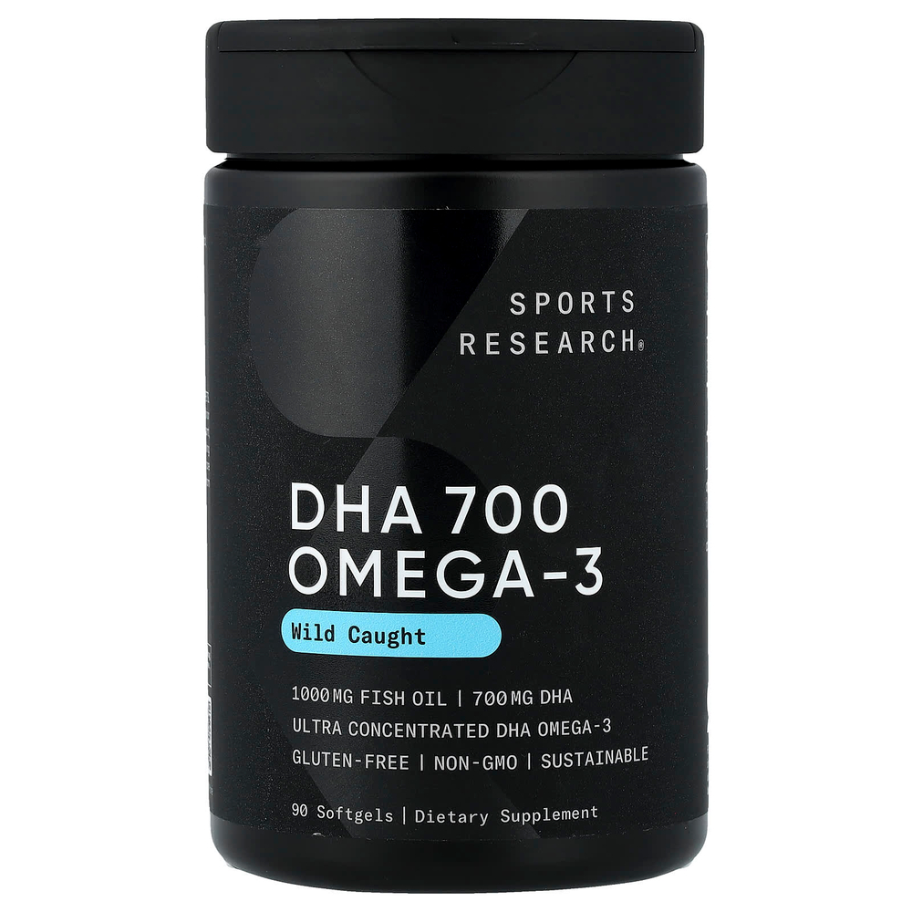 Sports Research, ДГК 700 омега-3, из рыбы дикого улова, 90 капсул