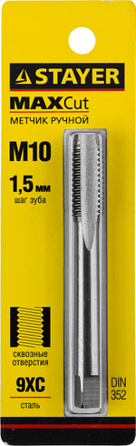 STAYER М10 х 1.5, одинарный, метчик для сквозных отверстий (28020-10-1.5)
