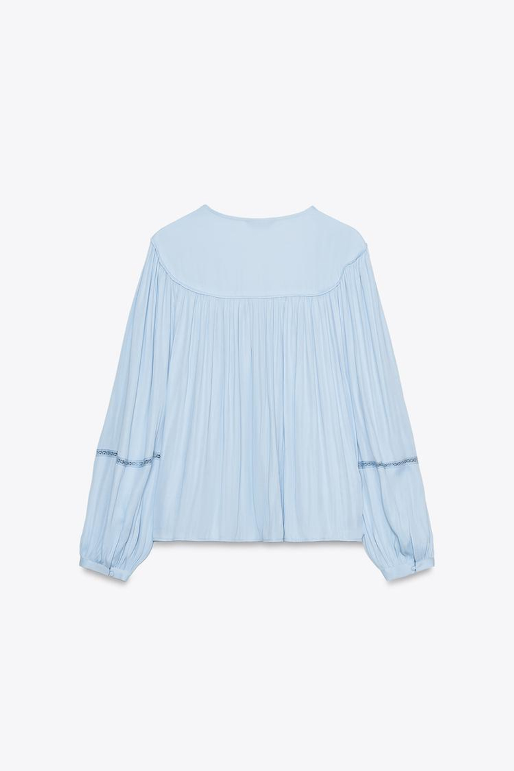 ZARA БЛУЗА С КРУЖЕВОМ, ГОЛУБОЙ