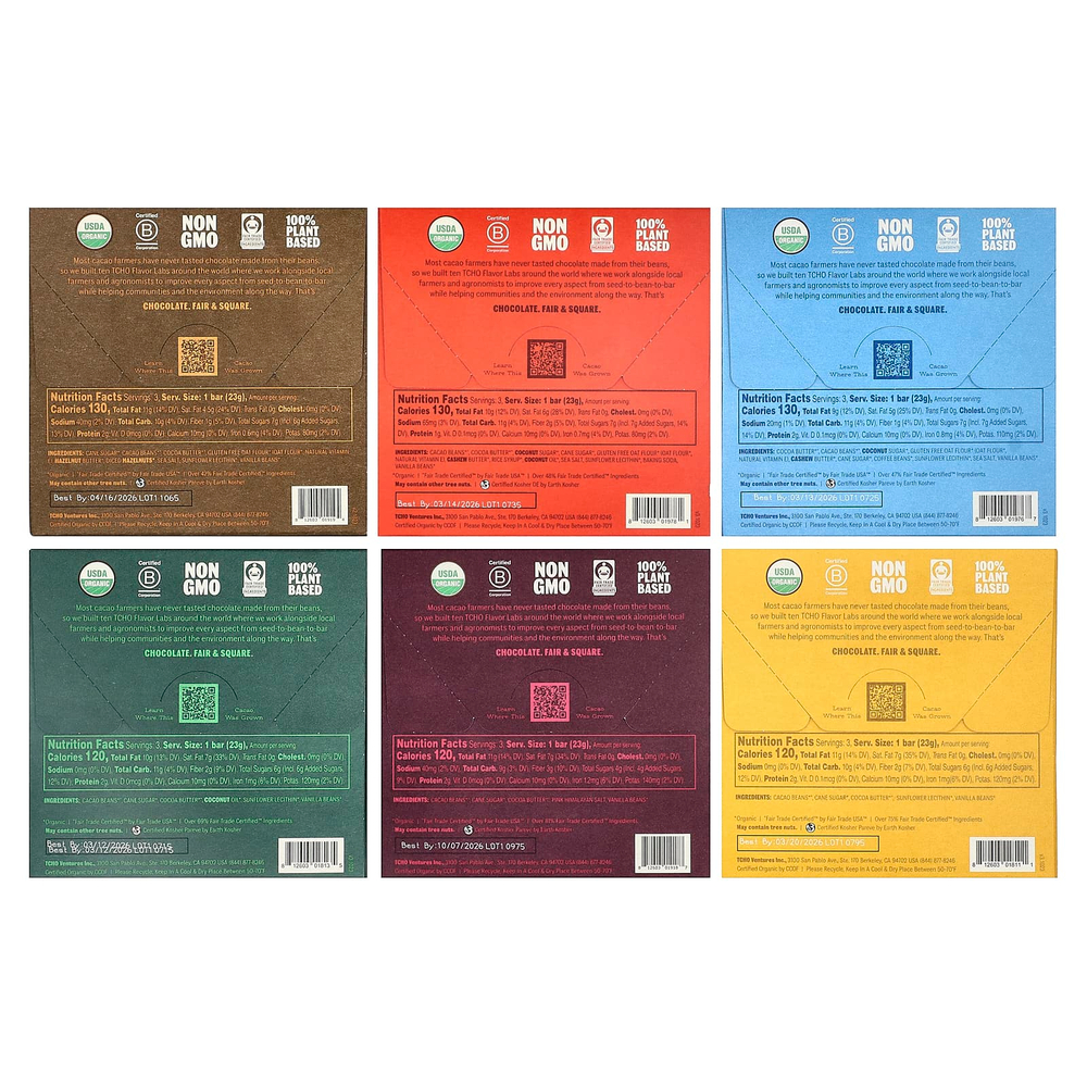 TCHO, темный и овсяный молочный шоколад, в подарочной упаковке, 18 плиток по 0,83 унции