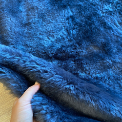 Шкура коврик меховой прикроватный овчина, 186х120 см. (из 4-х шкур) Темно-синий