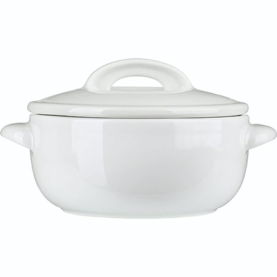 Горшок для запекания «Белая» Классический с крышкой;фарфор;350мл;D=145/115,H=53мм;белый (Цвет: белый)