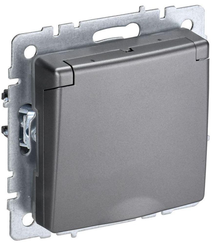 Розетка BRITE РСбш10-3-БрС 16А IP20 с заземл. защ. шторки с крышкой механизм сталь IEK BR-R16-16-K46 Розетка BRITE РСбш10-3-БрС 16А IP20 с заземл. защ. шторки с крышкой механизм сталь IEK BR-R16-16-K46