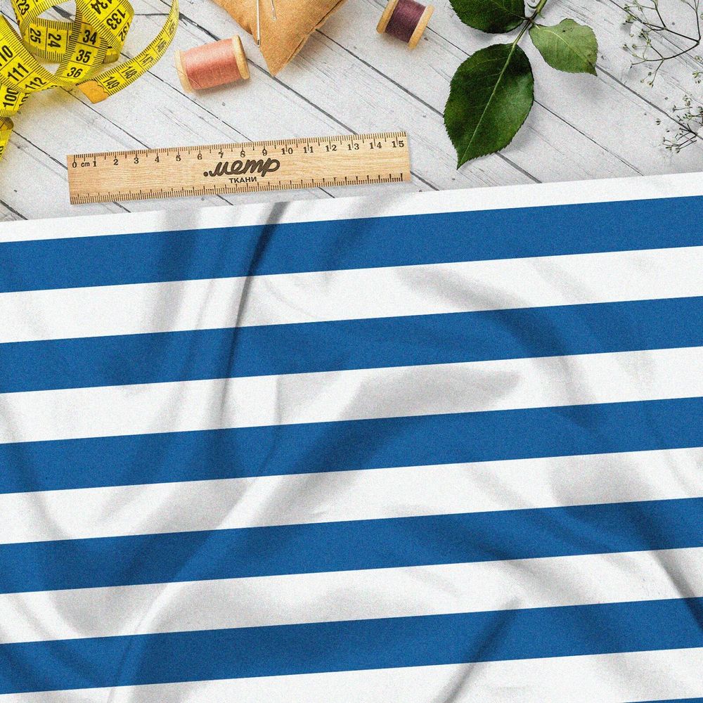 Ткань бязь голубые полоски тельняшка