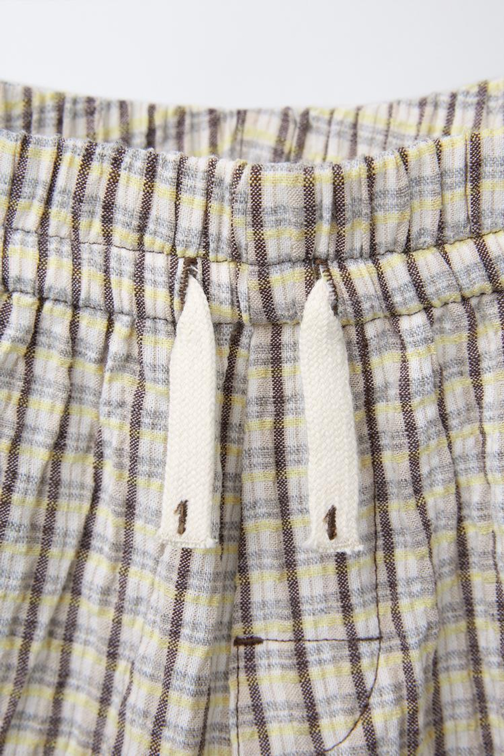 ZARA БРЮКИ ПРЯМОГО КРОЯ ИЗ РЕЛЬЕФНОЙ ТКАНИ В КЛЕТКУ, КОРИЧНЕВЫЙ