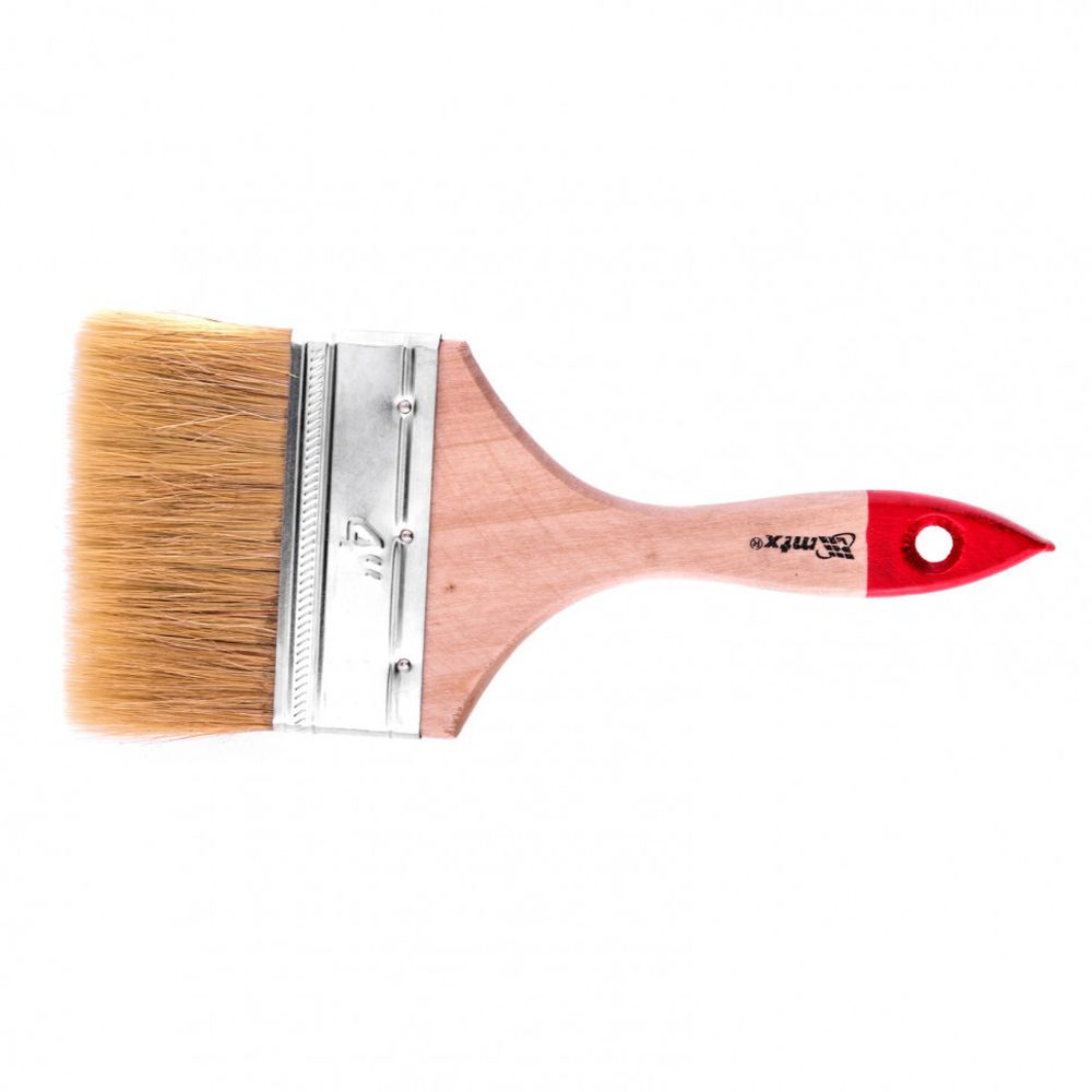 Кисть плоская "Стандарт" 4" (100 мм), натуральная щетина, деревянная ручка// MTX 82545