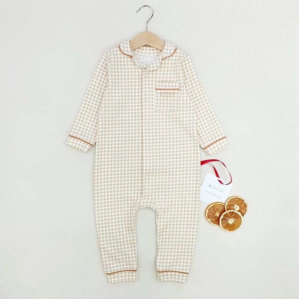 Комбинезон, Бежевый/клетка