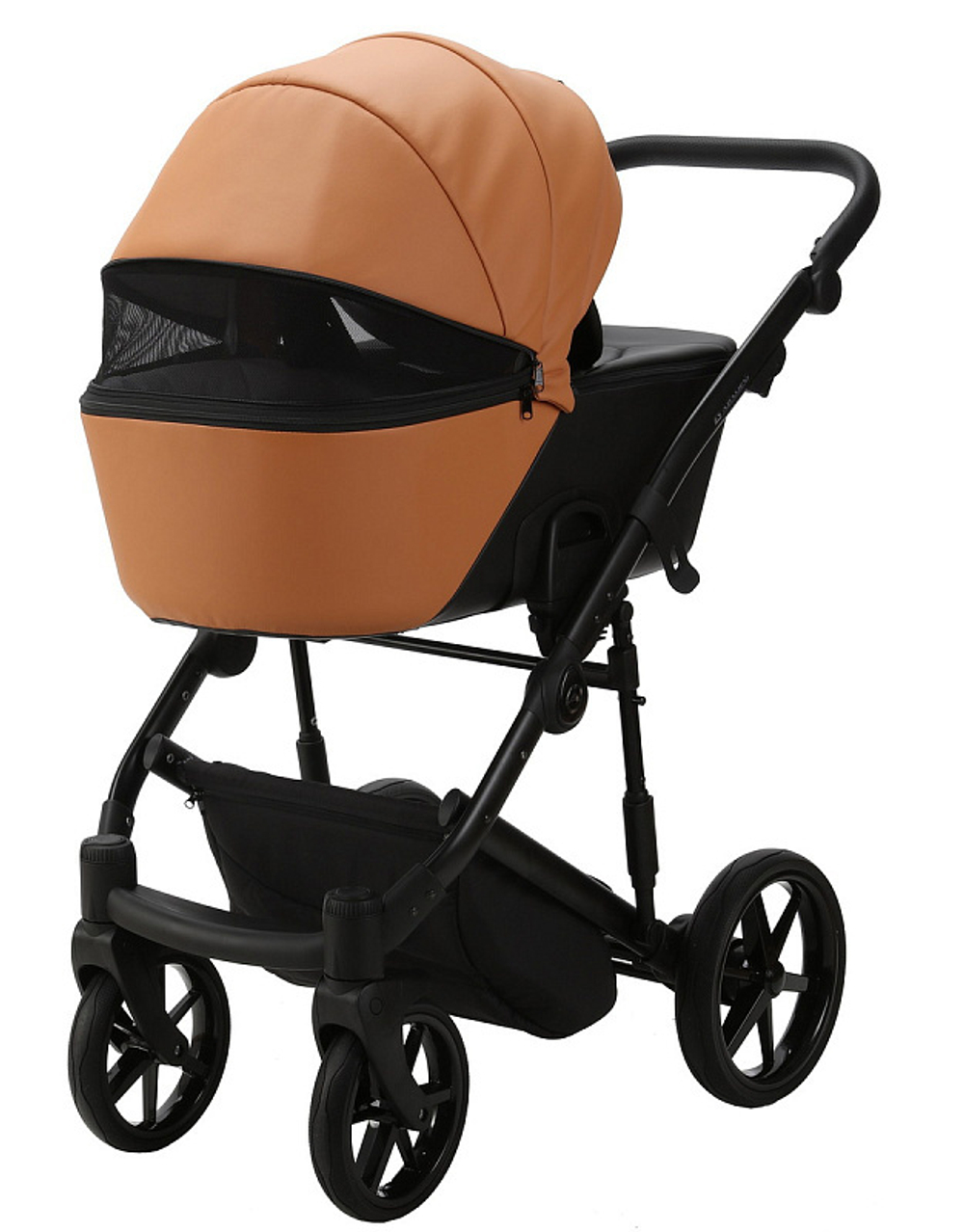 Детская коляска Adamex Mobi Deluxe New 2 в 1 MN-SD32 РЫЖИЙ+ЧЕРНАЯ КОЖА