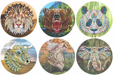 Бирдекель для кружек "Животные", 10 см х 10 см х 0,5 см, 6 шт