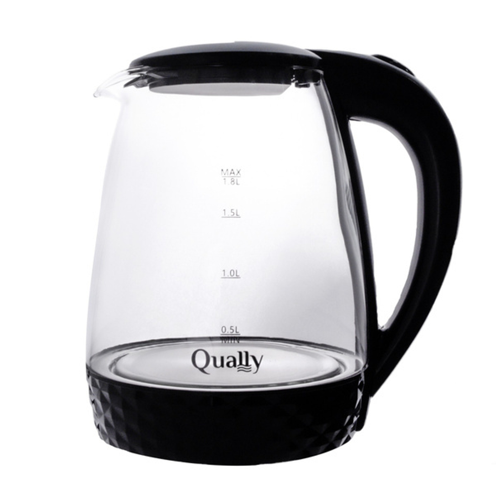 Чайник электрический Qually ZY-303/308 1500Вт 1,8л стекло, черный