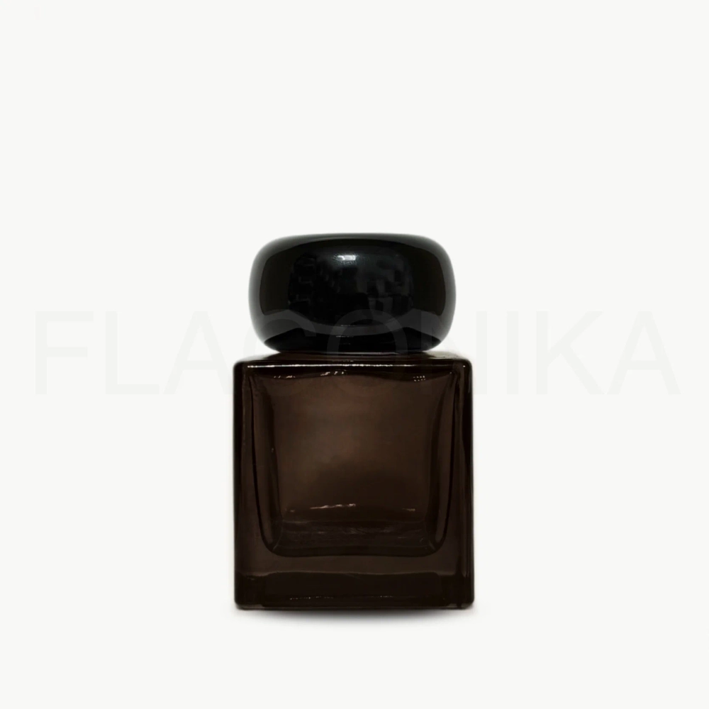 Комплект: Флакон для диффузора 50 мл коричневый куб с черной крышкой эллипс