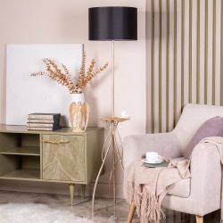 Светильник напольный торшер Нимфея с абажуром Винтаж-2 Черный