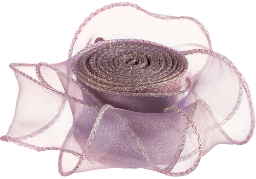 Лента Органза с леской, Пыльная роза 4 см К