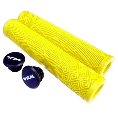 Грипсы без фланца, 166мм, жёлтые, SOFT, заглушки с VLX лого, без уп.VLX-G53 YE