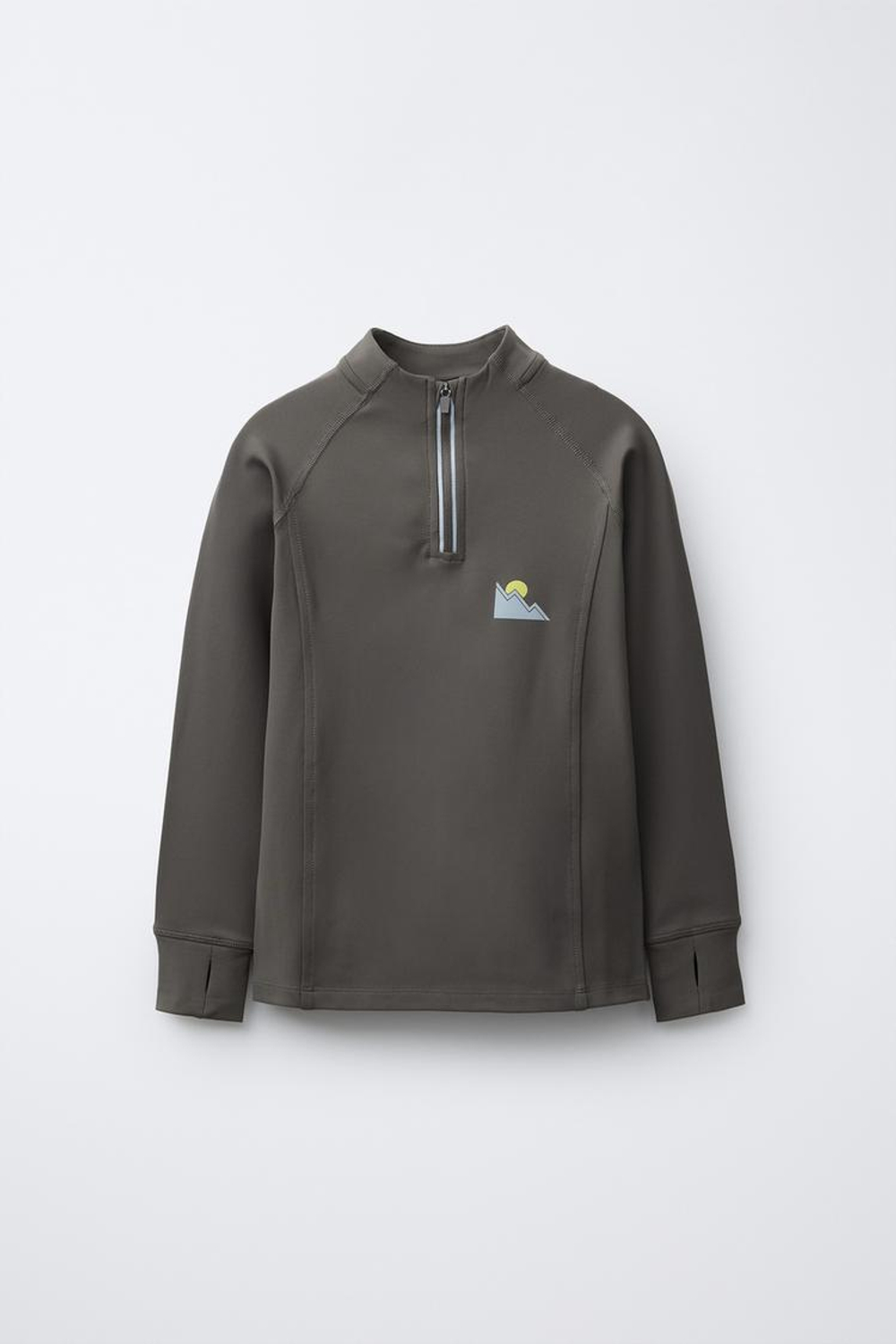 ZARA ТЕРМОФУТБОЛКА С ДЛИННЫМИ РУКАВАМИ НА МОЛНИИ, СЕРЫЙ