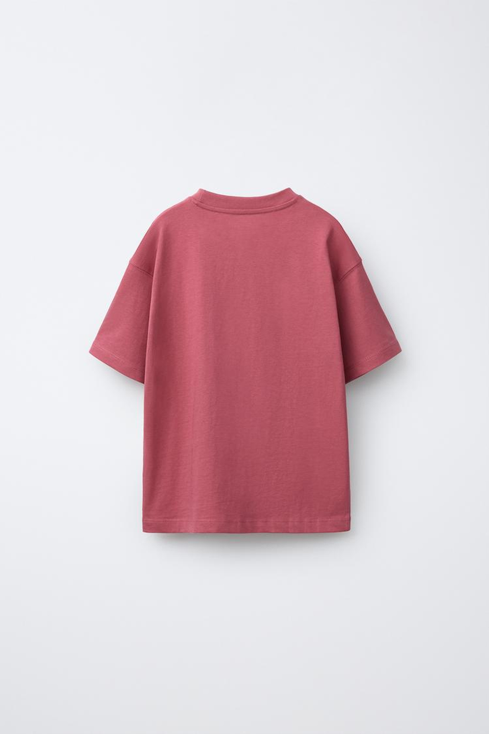 ZARA БАЗОВАЯ ОДНОТОННАЯ ФУТБОЛКА, МАЛИНОВЫЙ