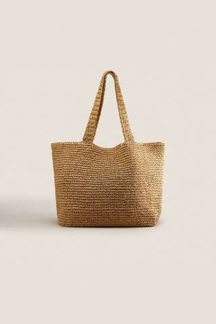 ZARA HOME БУМАЖНАЯ СУМКА-ТОУТ, СВЕТЛО-БЕЖЕВЫЙ