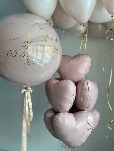 Воздушные шары пыльная роза, на выписку из роддома №2197