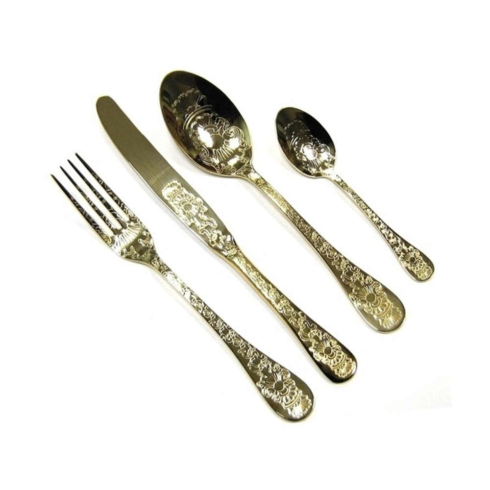 Набор столовых приборов на 6 персон 24 предмета Herdmar Santamarta Gold основное фото