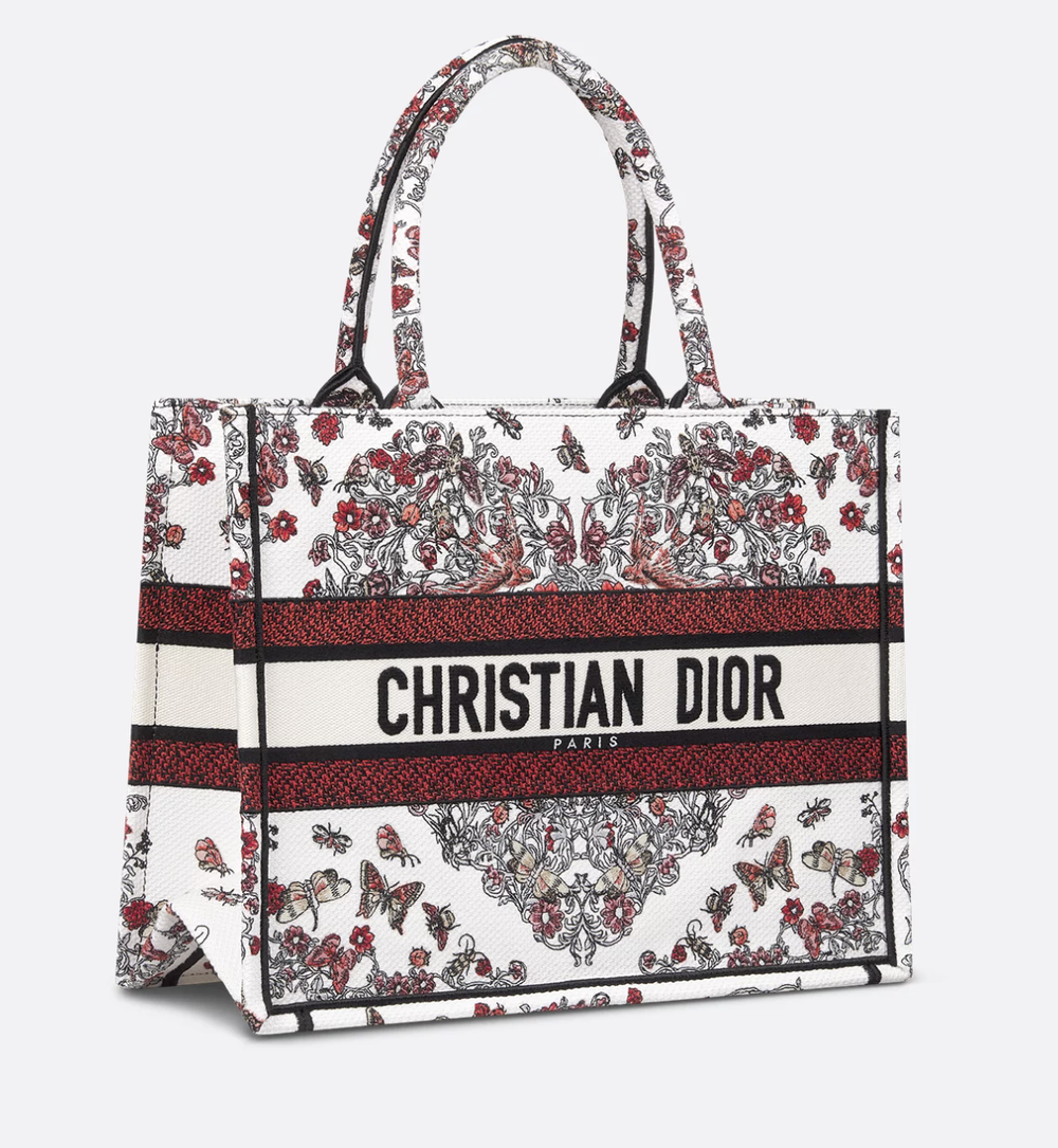 Сумка Dior Book Tote Dioramour средняя, вышивка Cœur des Curiosités, хлопок, Италия