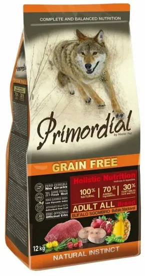 Primordial Сухой корм для собак с буйволом и скумбрией (беззерновой), 12 кг