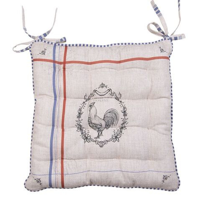Подушка для стула декоративная "Французский петух" 40x40x4см Хлопок