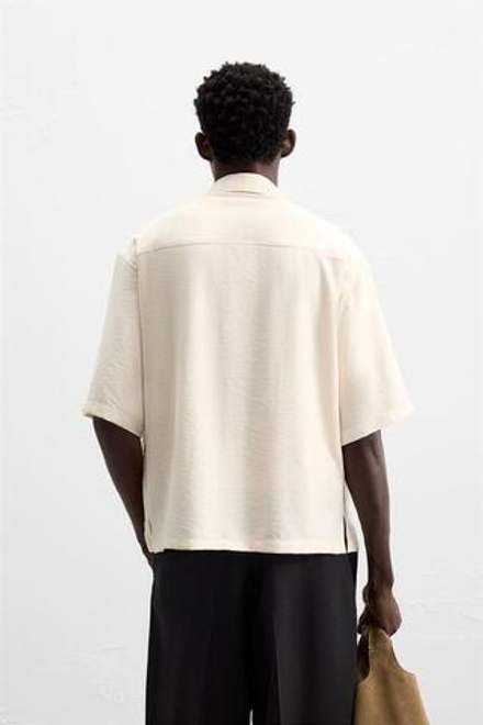 ZARA РУБАШКА С ВОРОТНИКОМ, ЭКРЮ