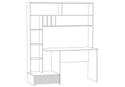 Письменный стол Лайт 03.243 150х57х180 дуб золотой (craft) / белый премиум