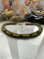 Стойка/чокер ручной работы из бисера и камнем Хризолит