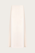 ЮБКА ИЗ БЕЖЕВОГО ШЕЛКА С ОТДЕЛКОЙ КРУЖЕВОМ