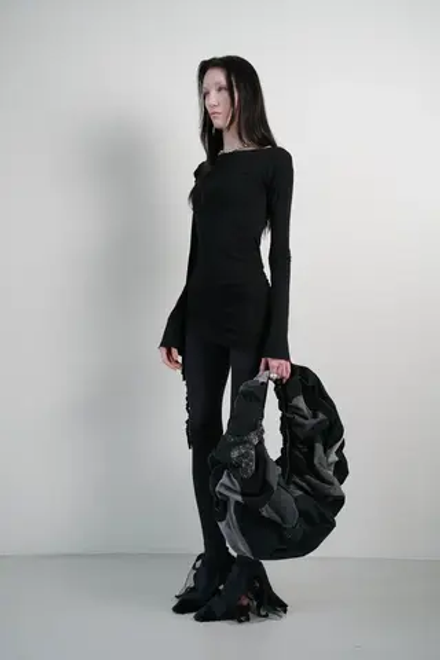 Сумка-рюша, черная