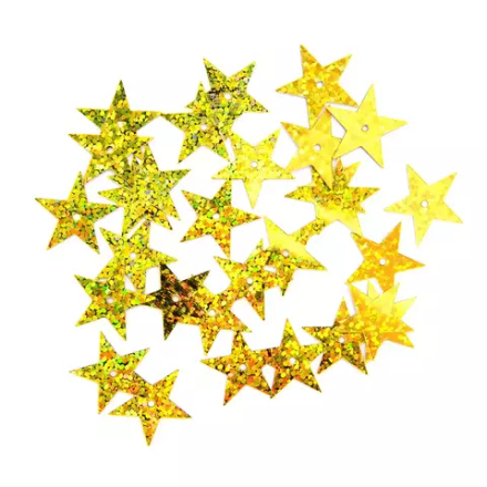 Пайетки 'звездочки', 20 мм, упак./10 гр., 'Астра' (А20 золото голограмма)
