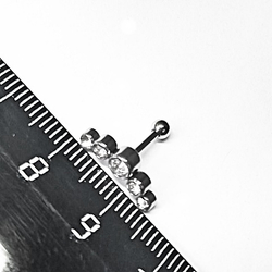 Микроштанга 6 мм с прозрачными фианитами для пирсинга ушей. Медицинская сталь. 1 штука