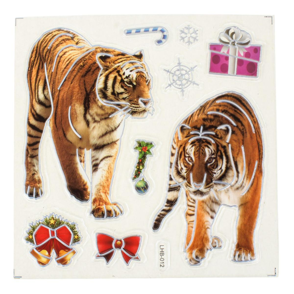 Наклейка новогодняя 18*22 см, 6 видов микс, пакет