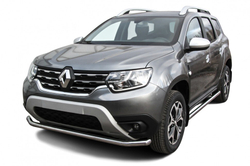 Защита переднего бампера (нержавейка) Renault Duster (2020-2023) d57 (черный)