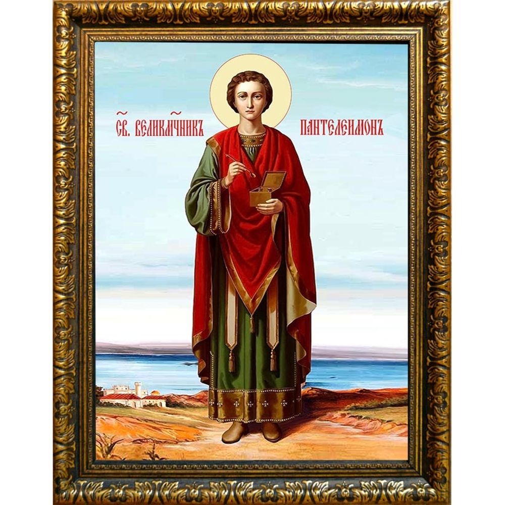 Пантелеимон Целитель в полный рост. Икона на холсте.