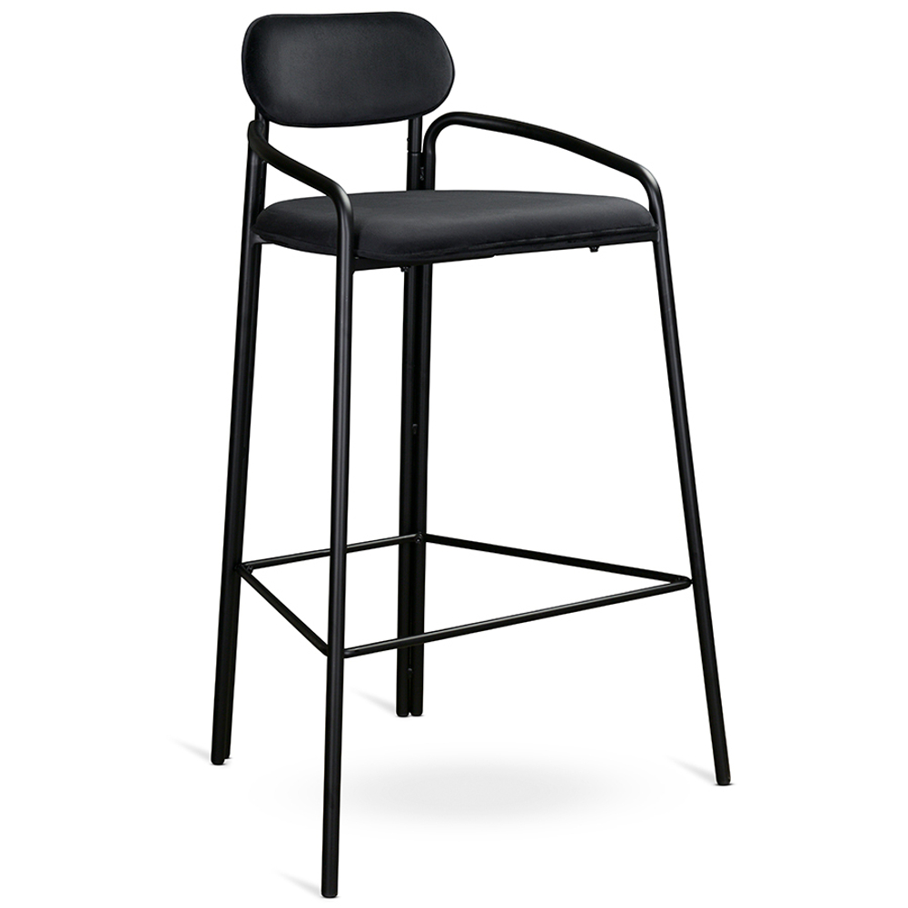 Стул барный Ror, round, велюр, черный/черный